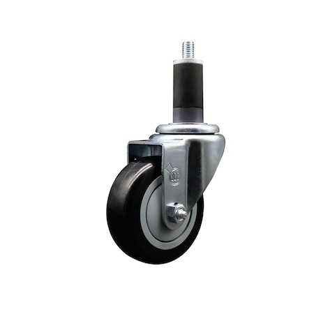 Service Caster 3.5'' SS Black Poly Wheel Swivel 1-1/4'' Expanding Stem Caster SCC-SSEX20S3514-PPUB-BLK-114